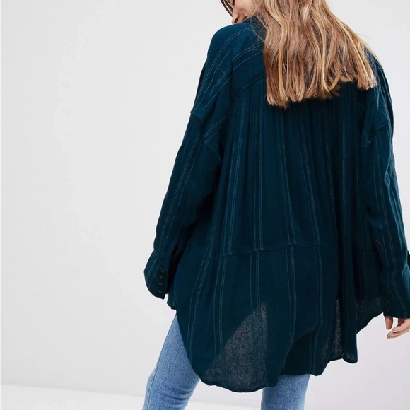 Free People Cozy Nights Oversized Gauze Button Down Tunic Top S - Picture 2 of 9